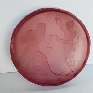 Antique Vintage Czech Heinrich Hoffmann Intaglio Amethyst Trinket Box *Chipped*